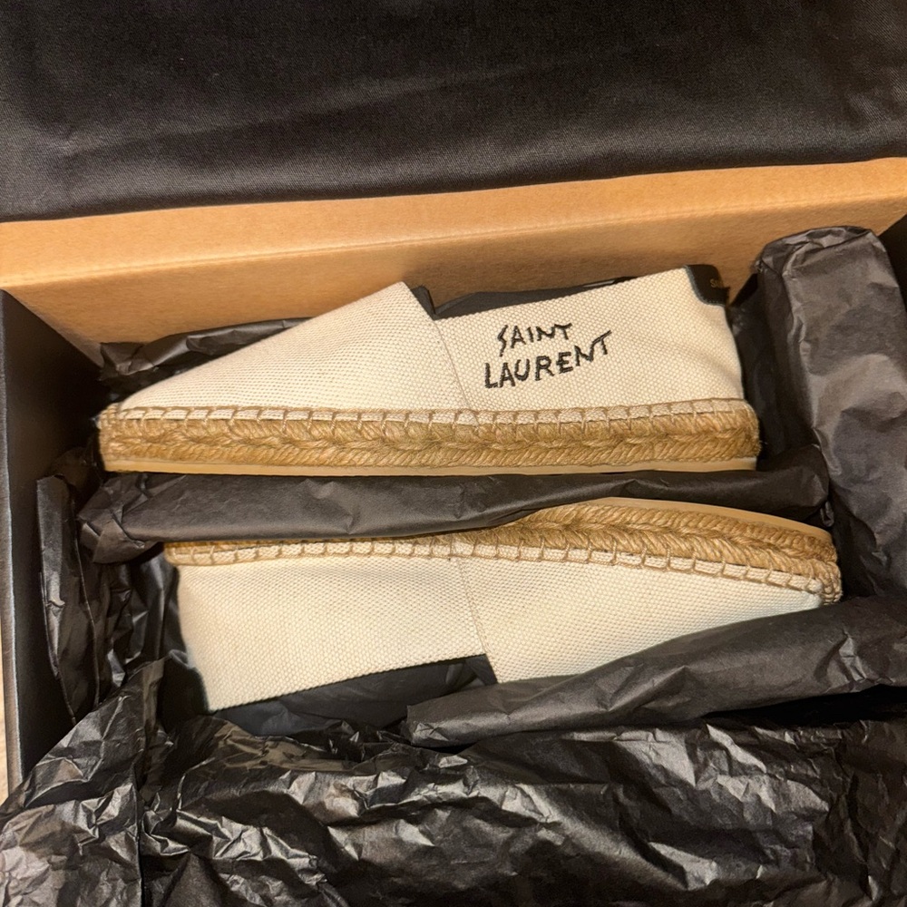 NWT Saint Laurent Beige Canvas Espadrilles